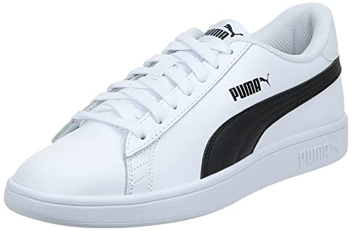 PUMA Unisex Smash v2 L Sneaker, White Black, 43 EU