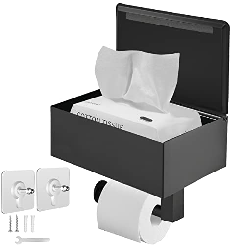 Matt Schwarzer Toilettenpapierhalter mit Ablage,...