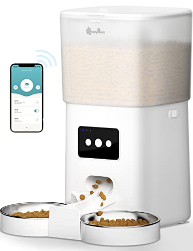 DownyPaws Futterautomat für Zwei Katzen, 6L WiFi...