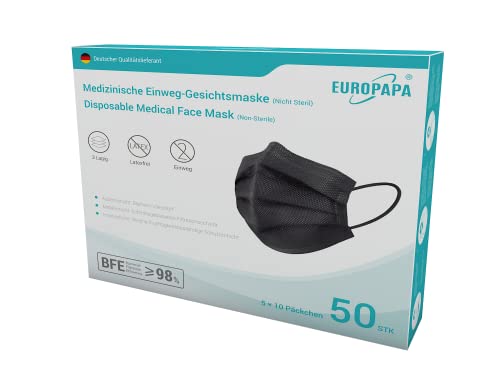 EUROPAPA® 50x Schwarz Medizinisch Type IIR Norm...