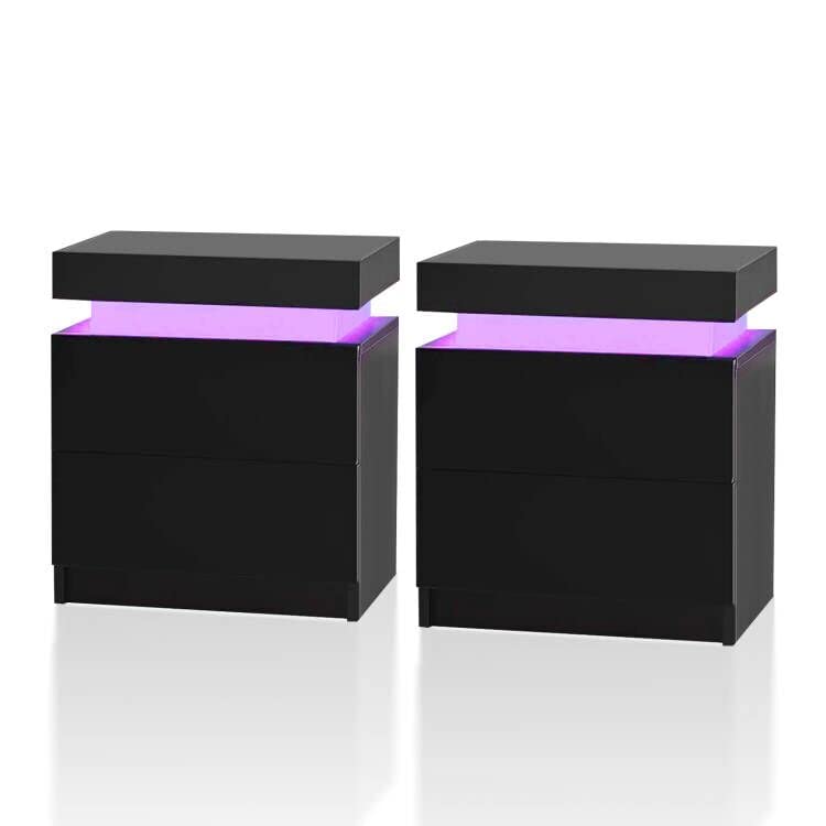 TUKAILAI 2X Nachttisch mit RGB Led Licht 2...