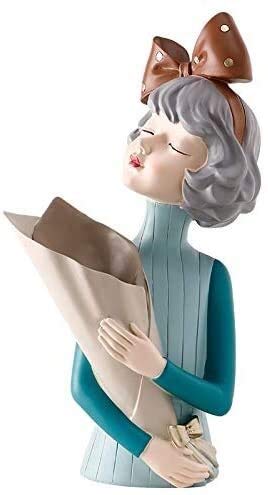 WQQLQX Statue Bowknot Girl Vase Dekoration Home...