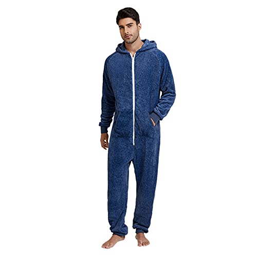 Nachtwäsche Herren Warm Fleece Overall Pyjama...
