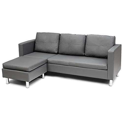 COSTWAY 3 Sitzer Sofa mit Ottomane, Ecksofa...