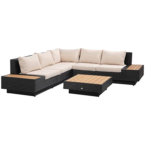 Outsunny 4-TLG. Luxus Polyrattan Gartengarnitur...