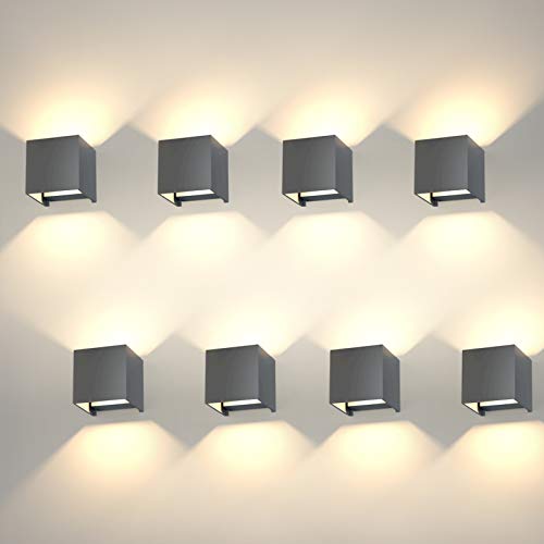 K-Bright 8 Stück LED Wandleuchten Innen/Außen...