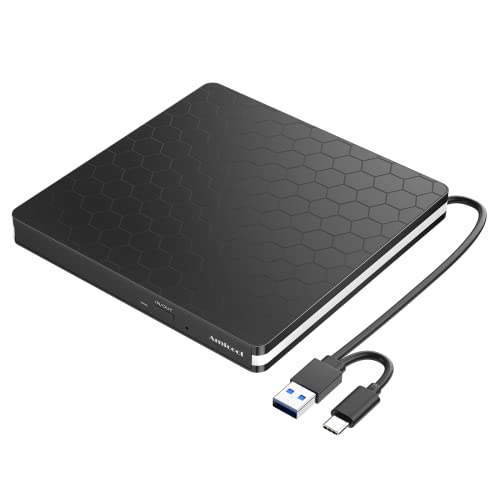 External DVD Drive, Amicool USB 3.0 Type-C CD DVD...