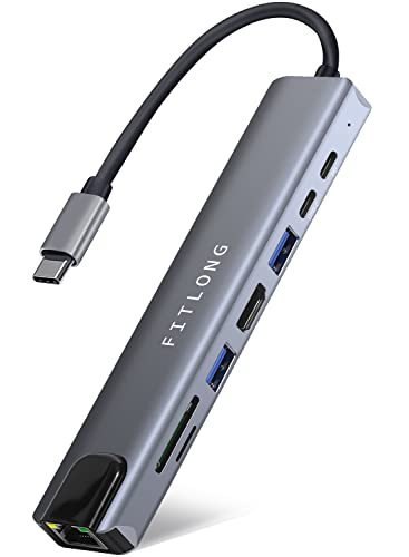 FITLONG 8-in-1 USB C Hub, USB C Adapter Docking...