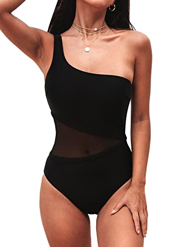 CUPSHE Damen Badeanzug One Shoulder Sheer Mesh...