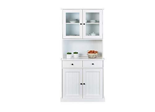 Inter Link Landhausstil Buffet Vitrine, Kiefer...