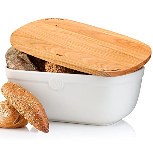 küchenspecht® Brotkasten Keramik - weiße...