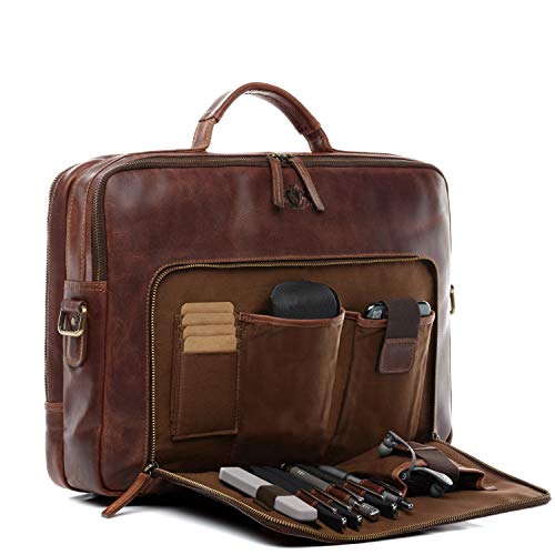 SID & VAIN Laptoptasche Simon aus Premium Leder I...