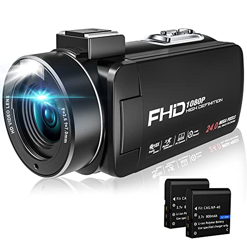 Camcorder Videokamera 1080P 24MP 30FPS mit LED...
