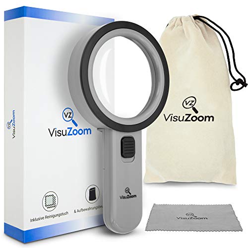 VZ VisuZoom® Lupe 4-Fach Leselupe mit LED Licht,...