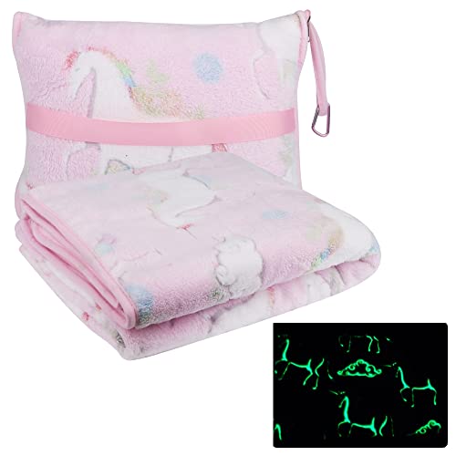 Kuscheldecke Kinder Mädchen und Reisekissen mit...