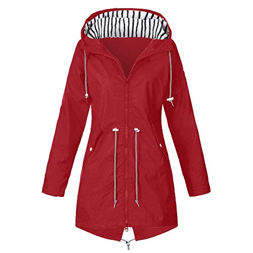 Damen Regenjacke Lang, 100% Wasserdicht,...