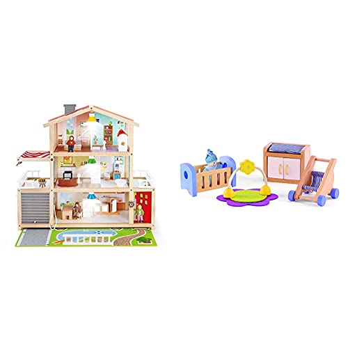 Hape E3405 - Puppen-Villa, Puppenhaus mit...