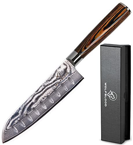 Wolfblood Damastmesser Santoku Messer XL(30cm)...