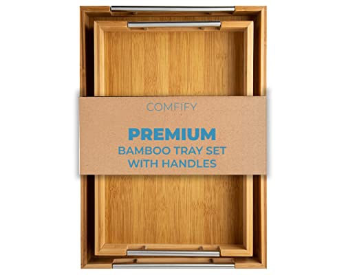 Moderne Bambus-Serviertabletts mit Griff - Satz...
