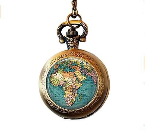 nijiahx Globe Taschenuhr Halskette World Map...