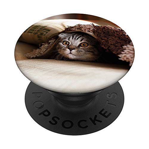 Süße Katze unter Bettdecke PopSockets PopGrip:...