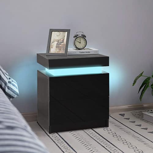 KJ Nachttisch mit LED,Beleuchtung 16 Farben,...