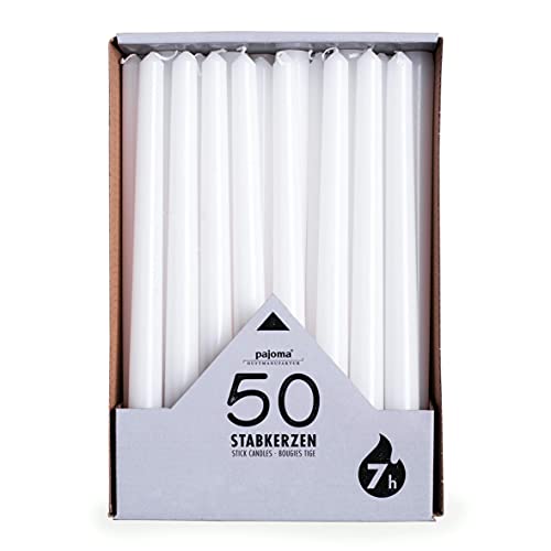 pajoma Stabkerzen, weiß, 50 Stück, Höhe 25 cm,...