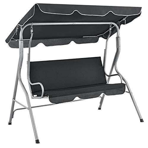 Juskys Hollywoodschaukel 3-Sitzer mit Dach &...