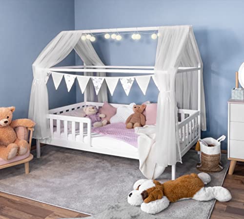 Hausbett Deko Set mit Baldachin, Wimpel und...