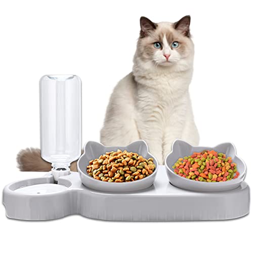 Katzennapf mit Wasserspender, 3er Set Futternapf...