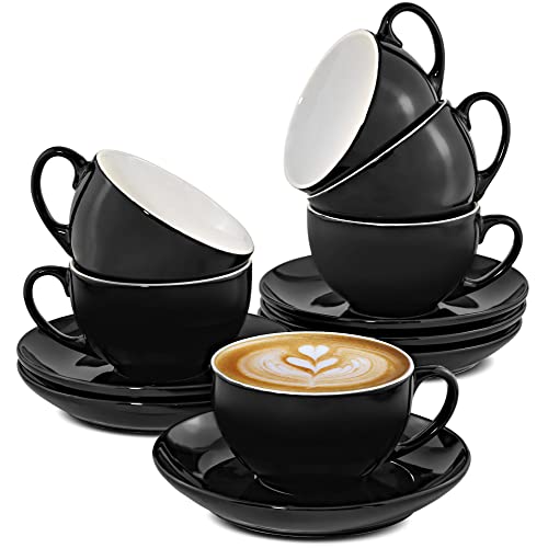 6er Cappuccino Tassen Set mit Untertassen -...