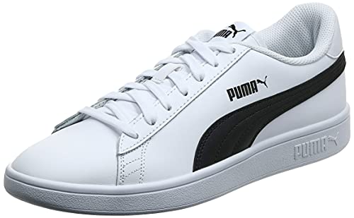 PUMA Unisex Smash v2 L Sneaker, White Black, 42 EU