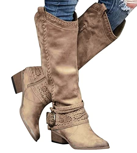 Minetom Langschaft Stiefel Damen Stiefel Retro...