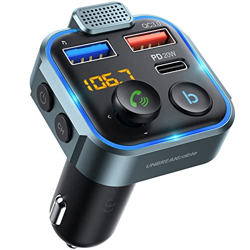 UNBREAKcable Bluetooth 5.0 FM Transmitter Auto...