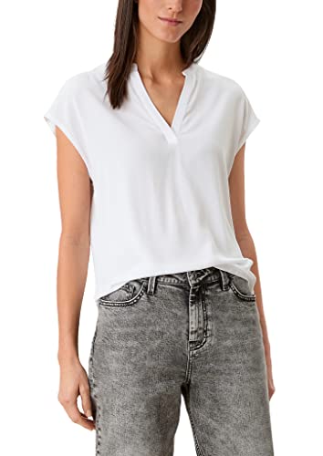 s.Oliver Damen Viskoseshirt mit V-Neck White M