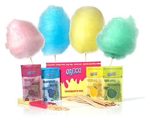 OREXXI® Zuckerwatte Zucker Set 700g Aromazucker +...