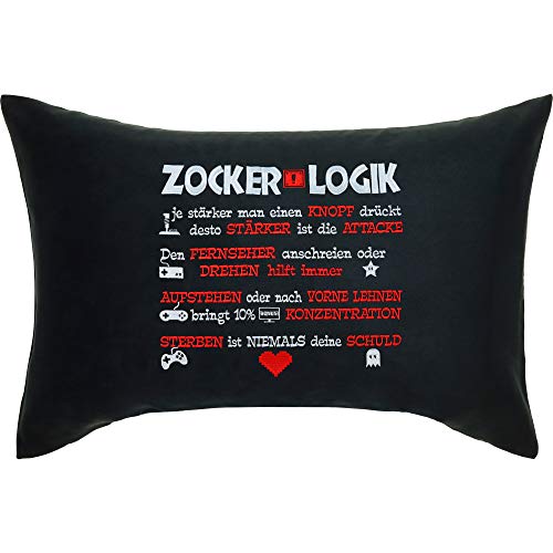 Zocker Logik Kissen mit Bezug & Spruch 40x60cm...