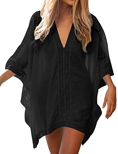 RITOSTA Damen Strandkleid mit Spitze Strandponcho...