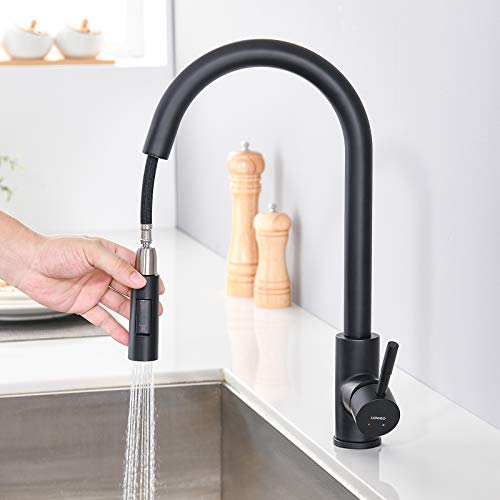 Wasserhahn Küche Schwarz, Lonheo 360° Drehbar...