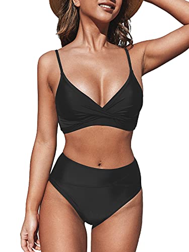 CUPSHE Damen Bikini Set Crossover High Waist...