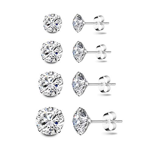 Deyanse Damen Silber Ohrstecker, 4 Paare 925...