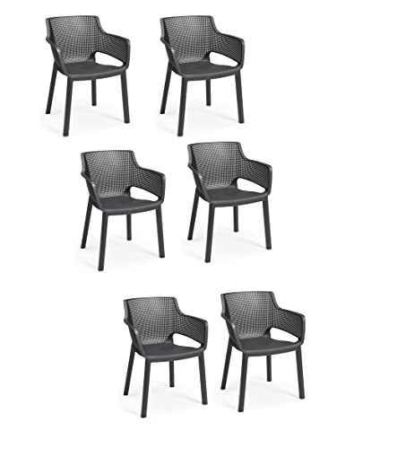 Keter Elisa Chair, 6er Set Gartenstuhl, Graphit.