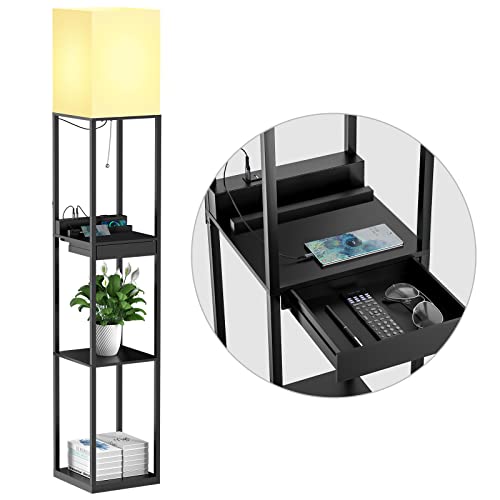 SUNMORY Stehlampe Wohnzimmer, Stehlampe mit Regal...