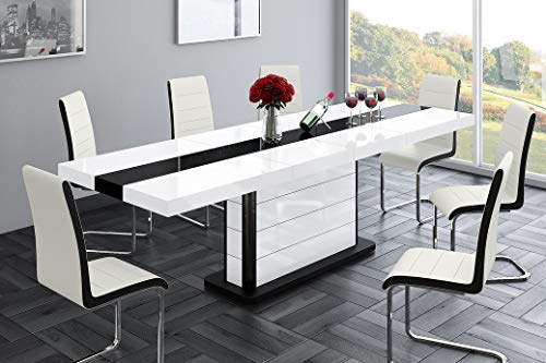 Design Esstisch Tisch HE-555 Weiß - Schwarz...