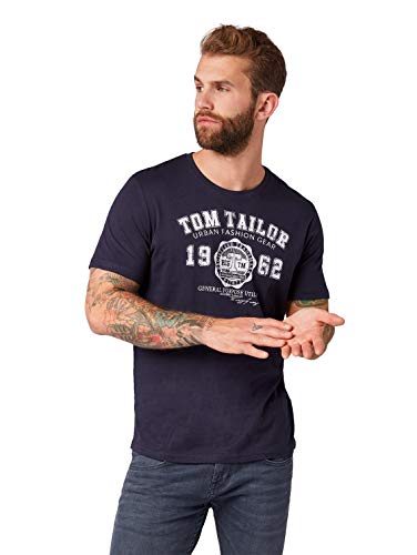 TOM TAILOR Herren T-Shirt mit Logoprint 1008637,...