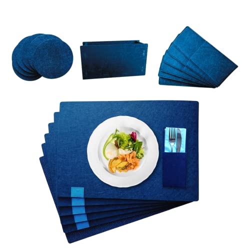 TITHOOS 6er Tischsets Abwaschbar Set mit Zubehör...