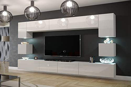 Furnitech Modernes TV Möbel mit LED Beleuchtung...