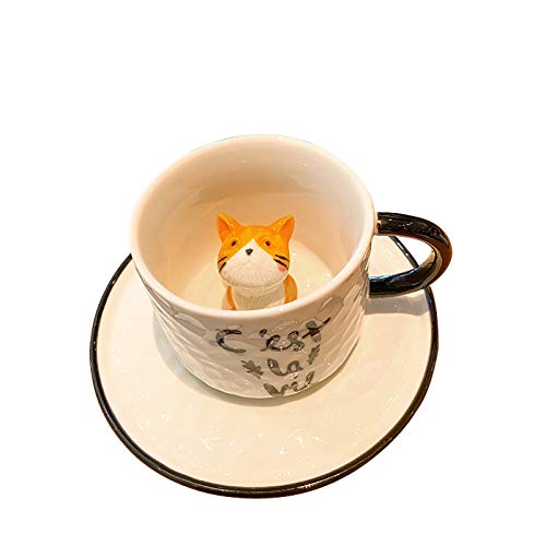 ZCRFYY Katze in Tasse Kaffeetasse und Untertasse...