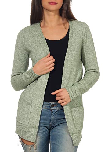 ONLY Damen Lange Strickjacke mit Taschen Stretch...