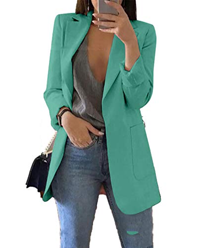 JIER Damen Elegant Langarm Blazer Sakko Einfarbig...